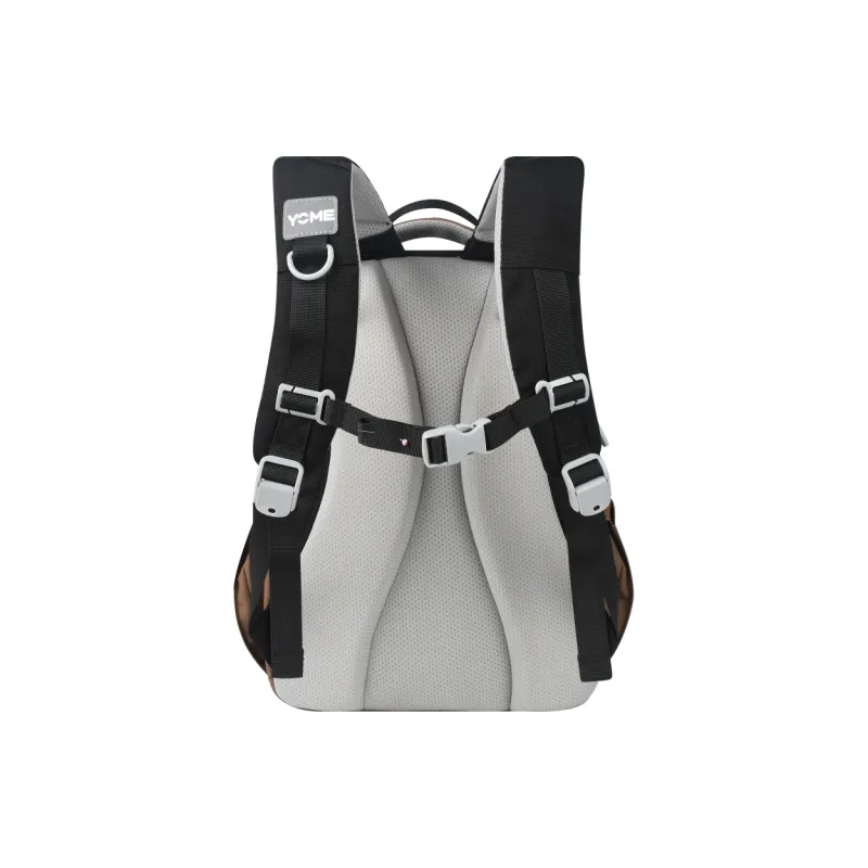 YOME Polyester Backpack Large Size Unisex _Nsec Obsidian Black/Khaki-4
