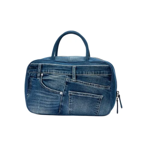 Margin Goods Denim Bowling Bag Square Bag Handbag Large Size Women's Blue