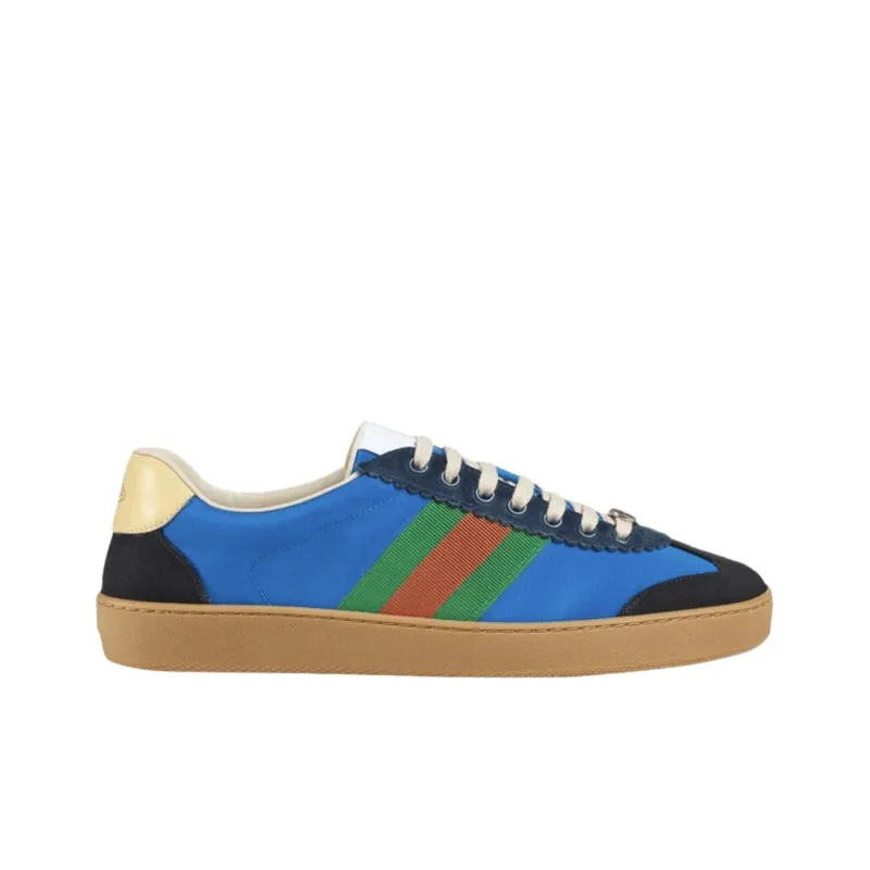 GUCCI G74 Web Low Top Skateboard Shoes Men's Bright Blue-1