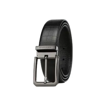 Crocodile Crocodile Fish Pattern Business Pin Buckle Cow Leather Leather Belts Men's 3.4CM