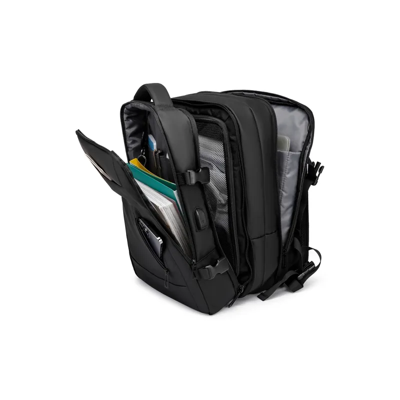 KINGSGEAR PU Laptop Backpack Regular Men's Black-4