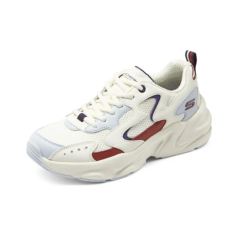 Skechers Cushioning Wear Resistant Low Top Chunky Sneakers Women's White-2