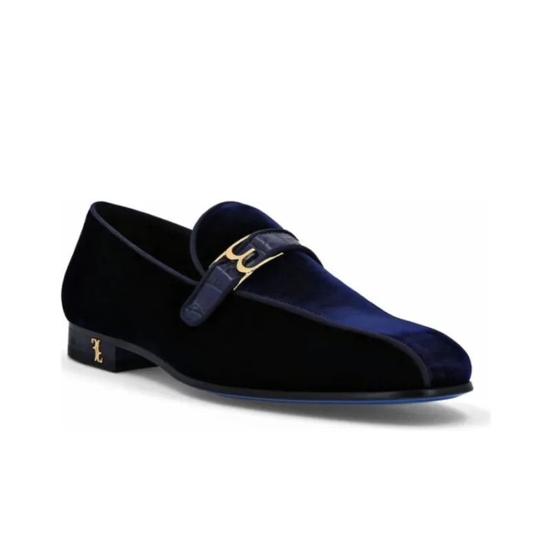 Billionaire Logo-plaque Velvet Loafers-2