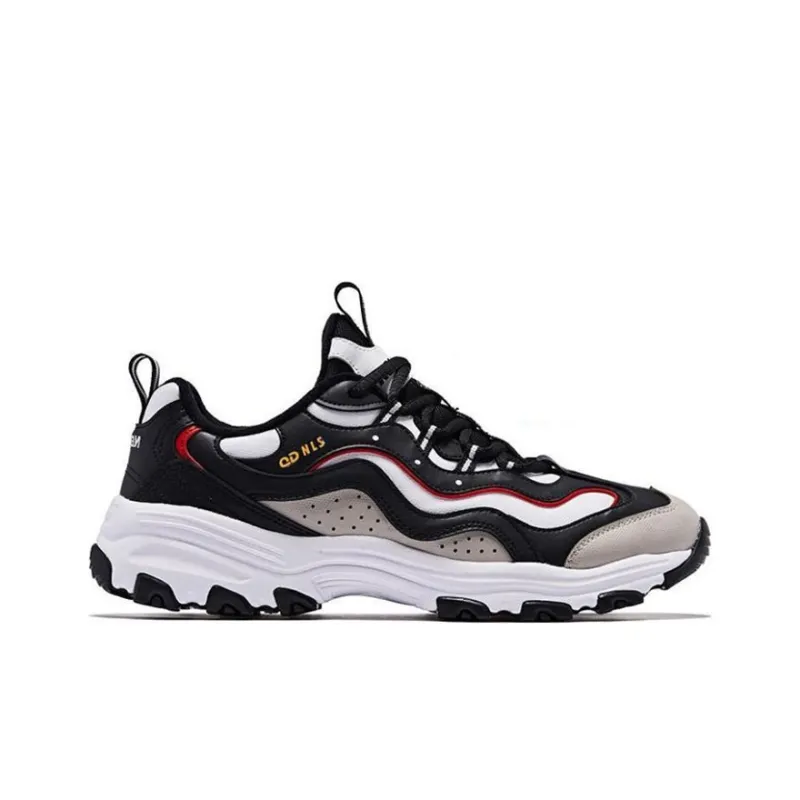 QIAODAN Slip Resistant Low Top Chunky Sneakers Men's Black White-1