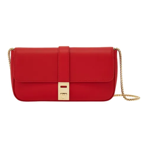 FERRAGAMO GANCINI Calfskin Handheld Shoulder Bag Crossbody Bag Mini Women's Flame Red