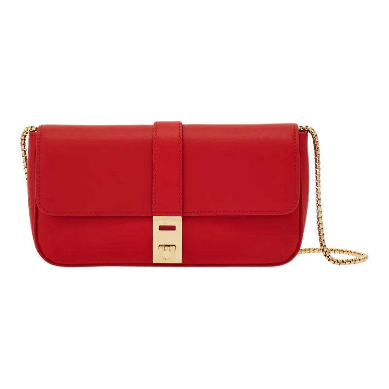 FERRAGAMO GANCINI Calfskin Handheld Shoulder Bag, Crossbody Bag Mini Women's Flame Red-0
