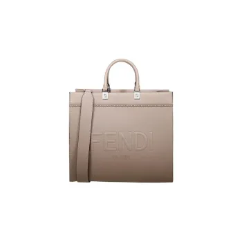 FENDI Calfskin Tote Bag Shopping Bag Handbag Women's Khaki