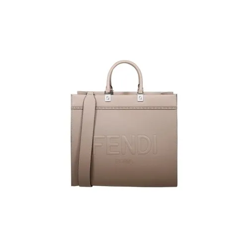 FENDI Calfskin Tote Bag Shopping Bag Handbag Women's Khaki