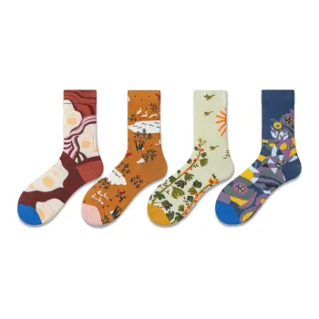 Flowers In Water Mid-Calf Socks Men's 4 Pack