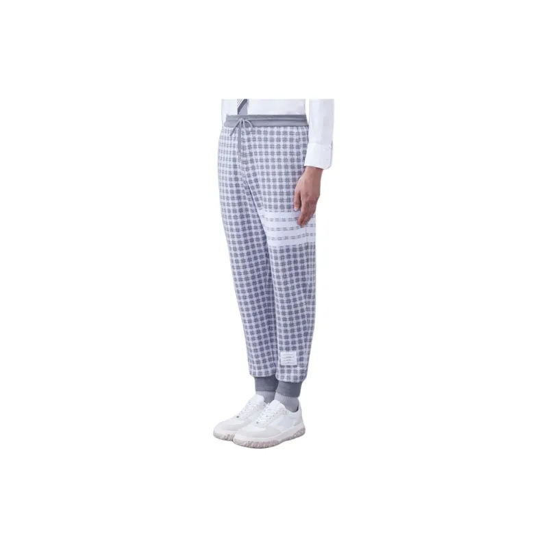 THOM BROWNE Check Jacquard 4 Bar Sweatpants-1