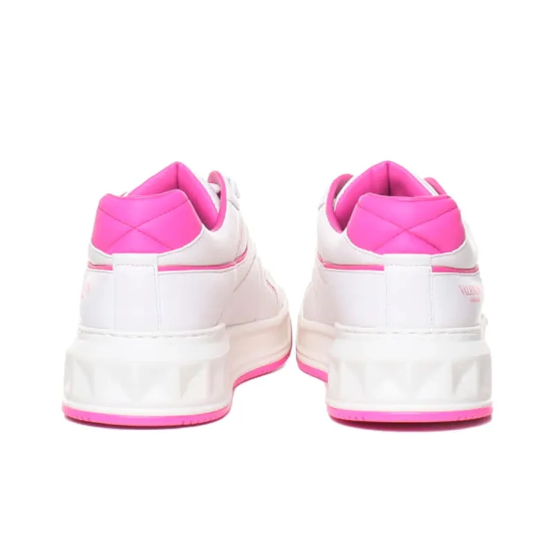 Valentino One Stud Low Top Stylish Skateboarding Shoes Women's White Pink-3