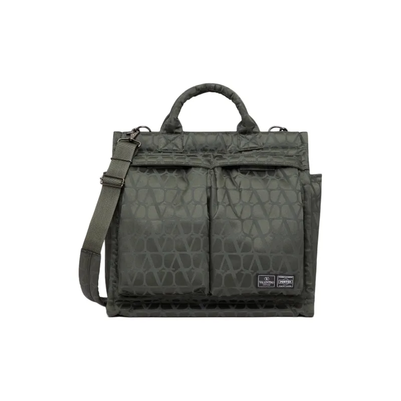 Valentino PORTER Collaboration Vlogo Technical Fabric Tote Bag Shopping Bag Handbag Men's Khaki-0
