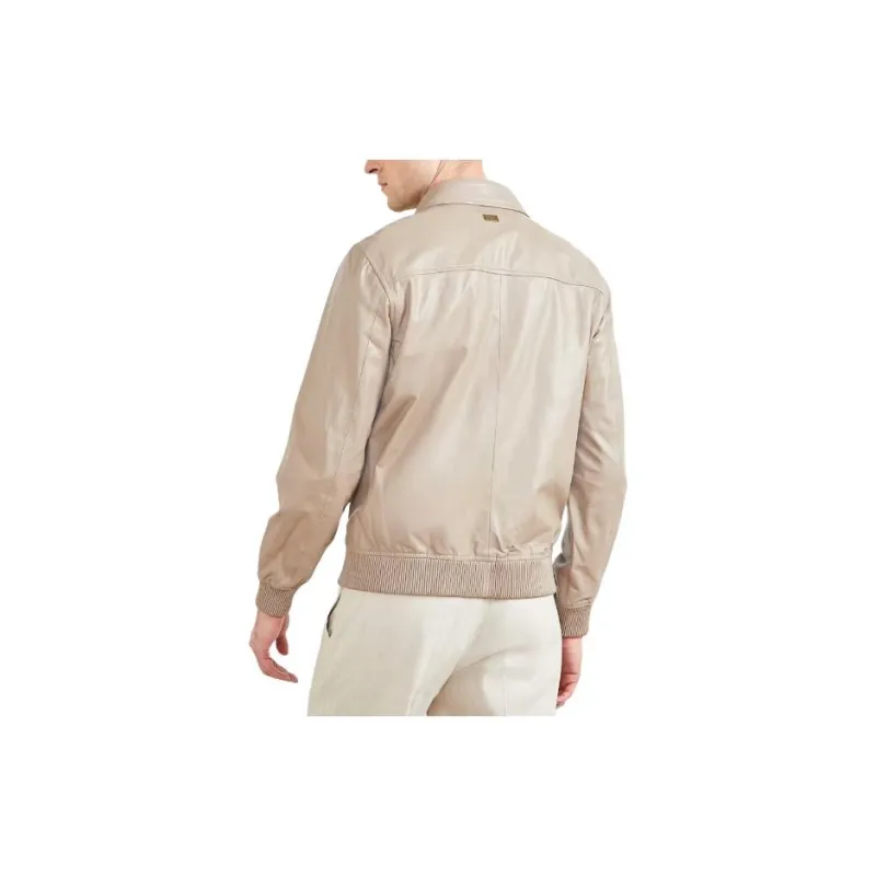 GUESS Leather Flight Jacket Jackets Coats Men's Light Brown-1