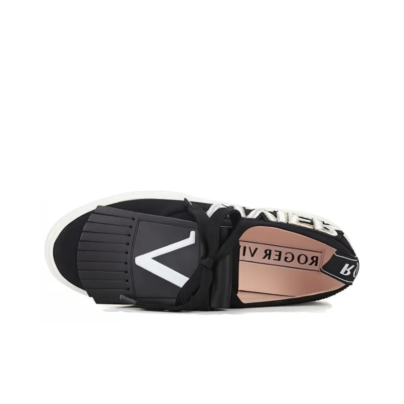Roger Vivier Lightweight Low Top Skateboard Shoes Women's Black-4