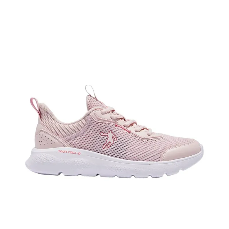 QIAODAN Anti Slip And Wear Resistant Breathable Low Top Running Shoes Women's Pink White-1