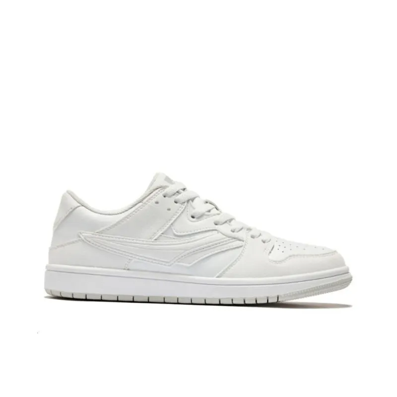 QIAODAN Wear resistant Lightweight Breathable And Non slip. Low Top Skateboard Shoes Men's White-1
