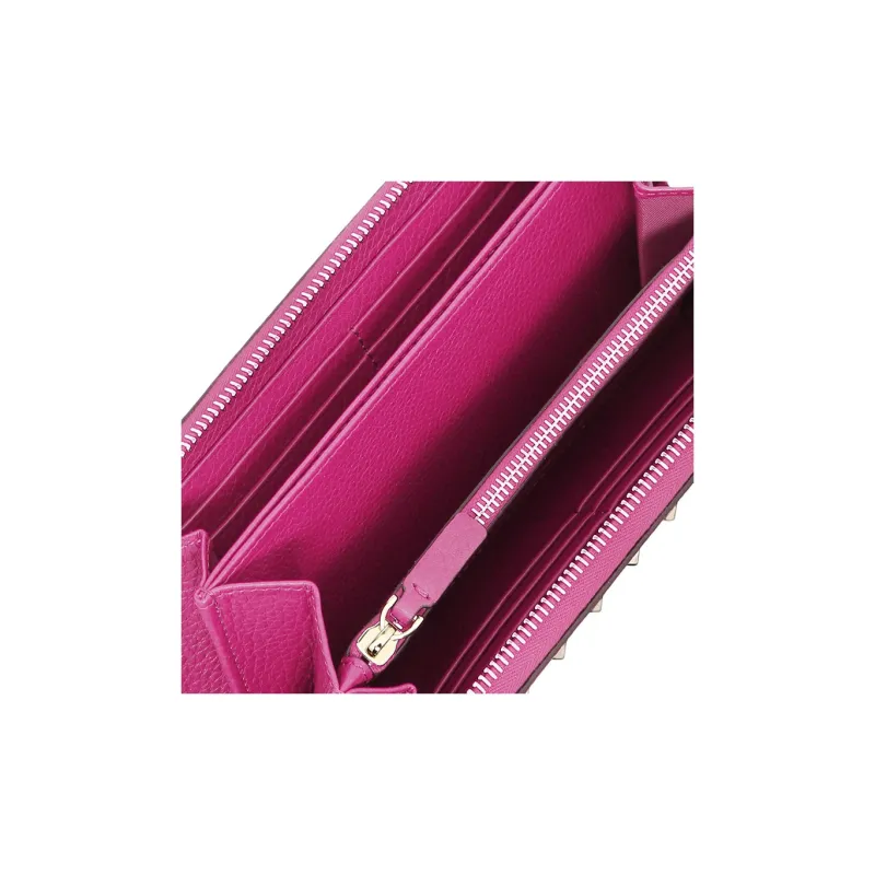Valentino GARAVANI ROCKSTUD Grained Calfskin Wallet Women's Fuchsia & Rose Quartz-3