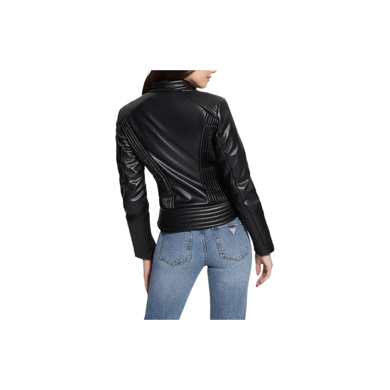 GUESS Lea Faux-Leather Corset Jacket Jackets Coats Women's Black-3