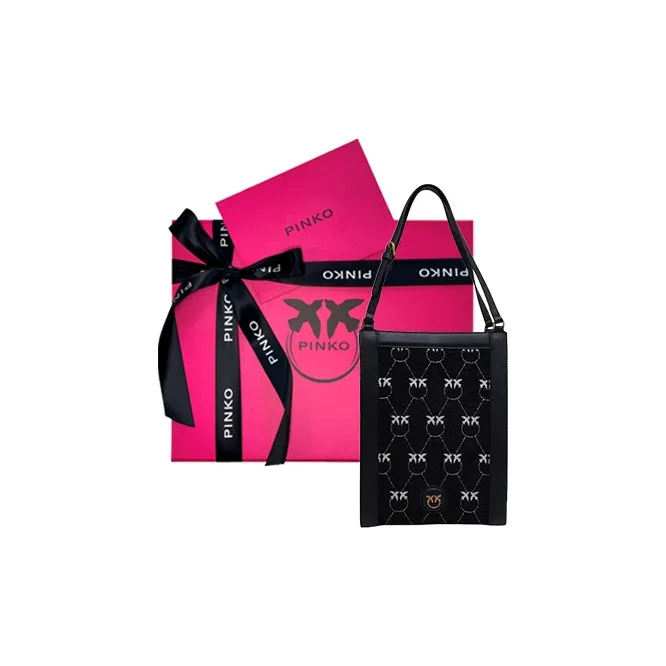 PINKO Leather Tote Bag, Shopping Bag, Shoulder Bag, Handbag Mini Women's Black-6