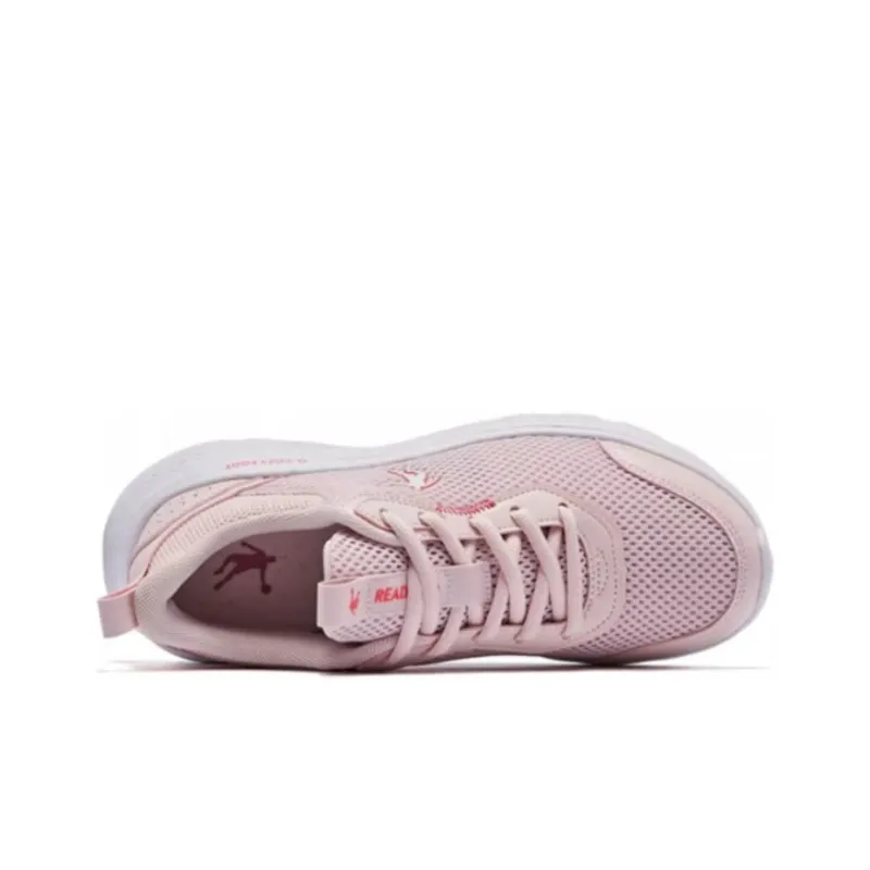 QIAODAN Anti Slip And Wear Resistant Breathable Low Top Running Shoes Women's Pink White-3