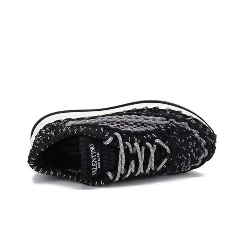 Valentino Crochet Wear resistant And Lightweight Low Top Casual Shoes Men's Black-3