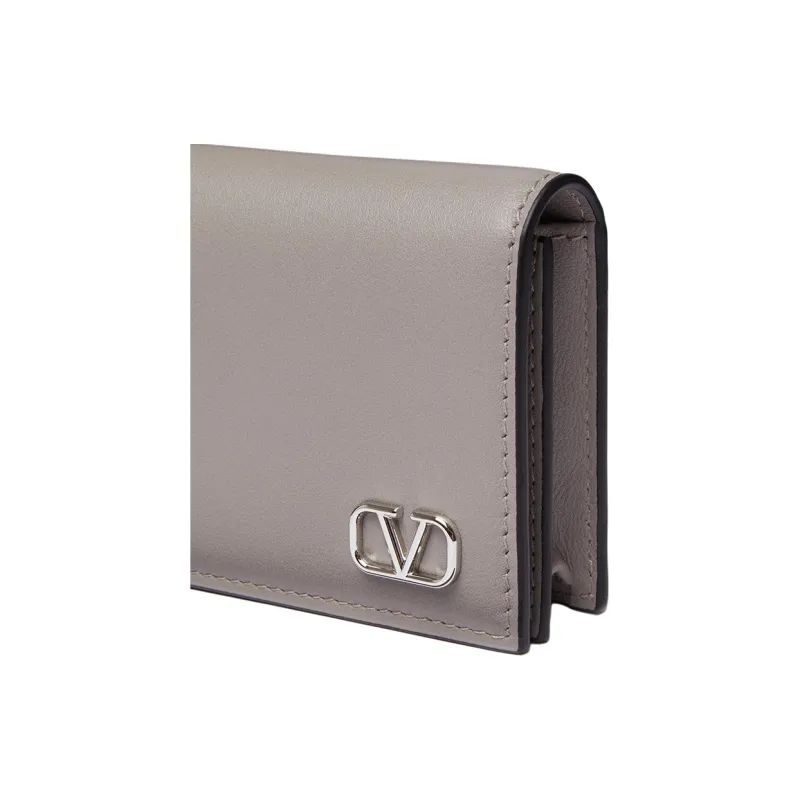 Valentino Vlogo Calfskin Card Holder Mini Men's Pearl Gray-4