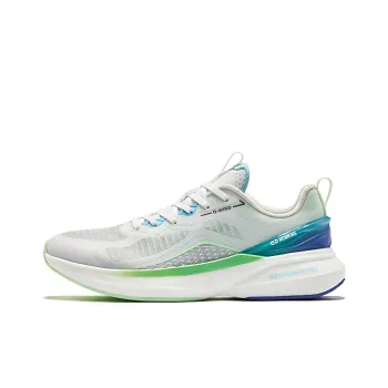 QIAODAN Popularity 12 Cushioned Slip Resistant Low Top Running Shoes Men's White Green