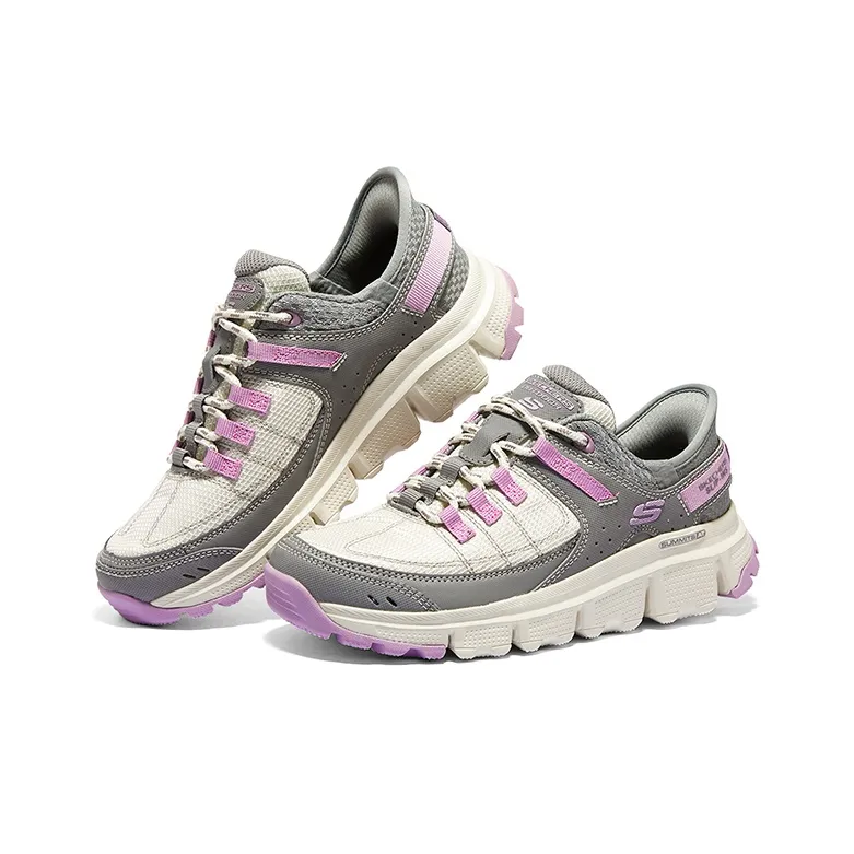 Skechers Summits AT Cushioned Wear Resistant Breathable Supportive Lightweight Low Top Running Shoes Women's Gray White-3