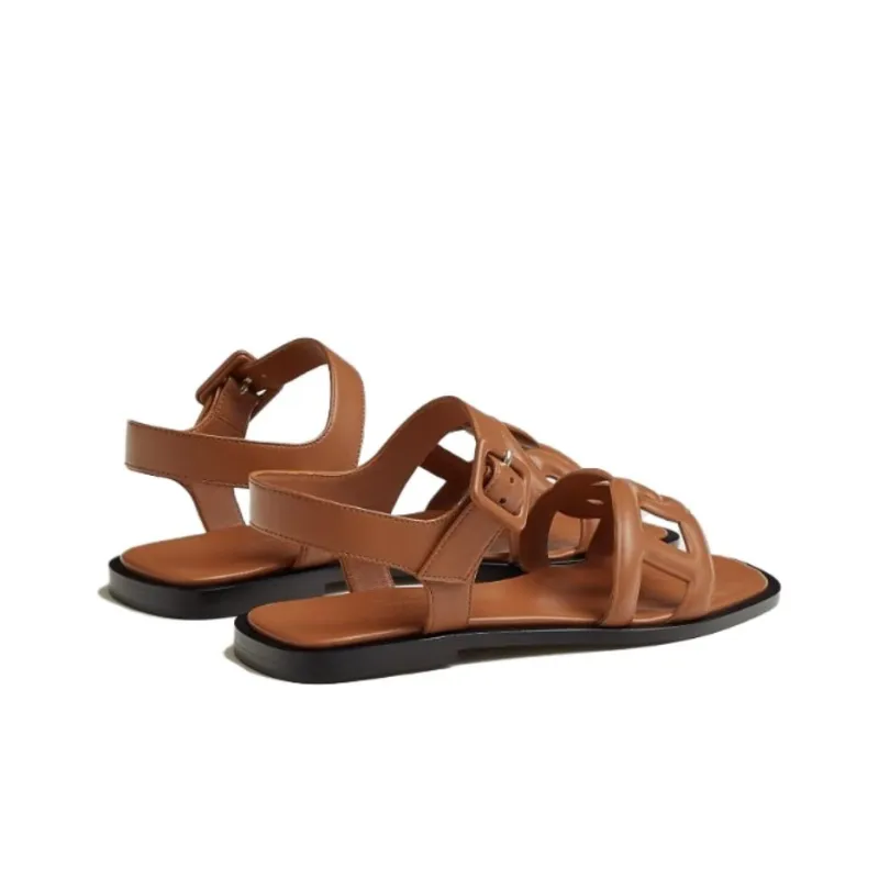 HERMES Feliz Strap Sandals Women's Brown-4