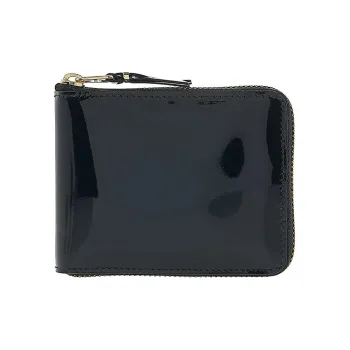 CDG Patent Leather Calfskin Wallet Women's Black