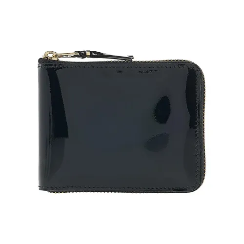 CDG Patent Leather Calfskin Wallet Women's Black