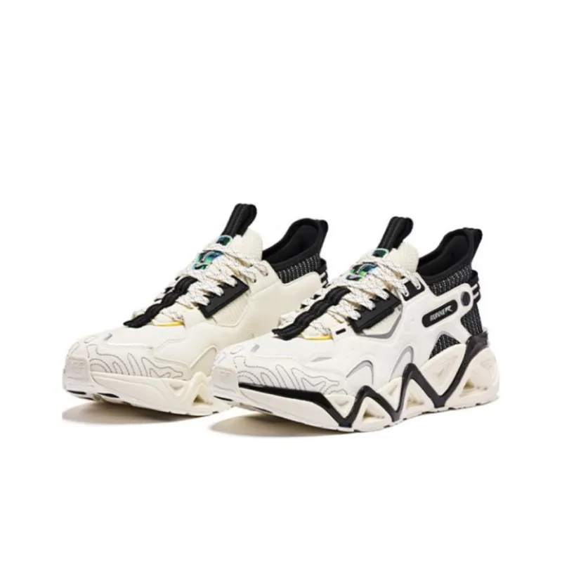 QIAODAN Cushioning Anti Slip And Wear Resistant Low Top Running Shoes Men's White Black-2