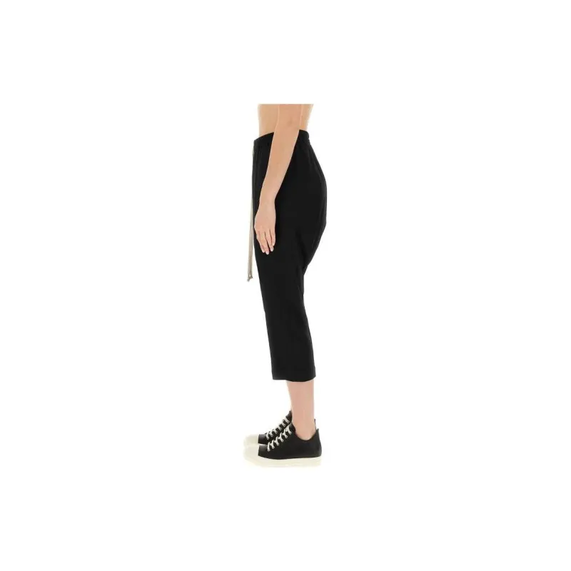 RICK OWENS Dropped Crotch Drawstring Cropped Trousers-2