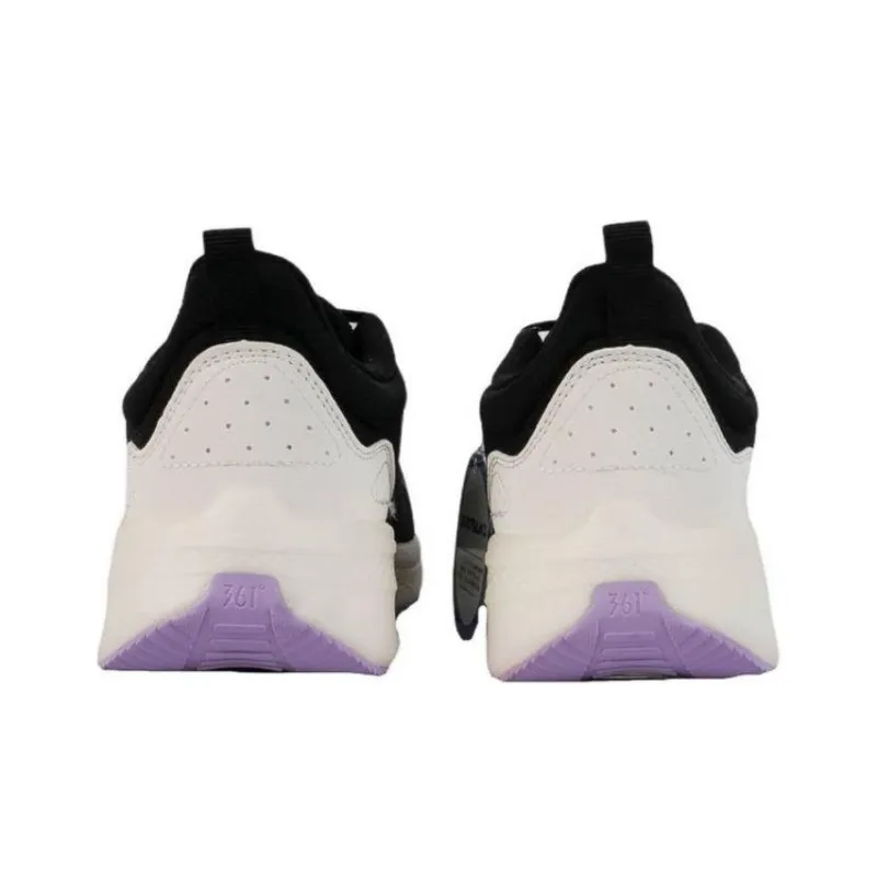 361° Cushioning Wear Resistant Low Top Running Shoes Women's Black White-5