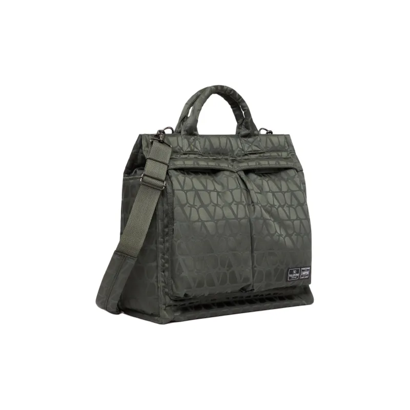 Valentino PORTER Collaboration Vlogo Technical Fabric Tote Bag Shopping Bag Handbag Men's Khaki-1