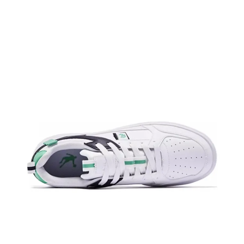 QIAODAN Anti Slip Wear Resistant Low Top Skateboard Shoes Men's White Green-4