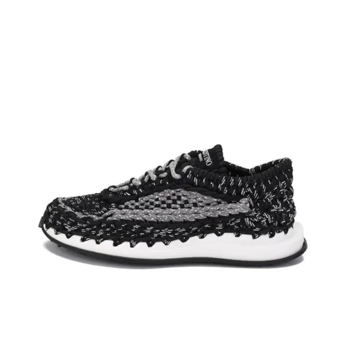 Valentino Crochet Casual Shoes Men Low-Top Black