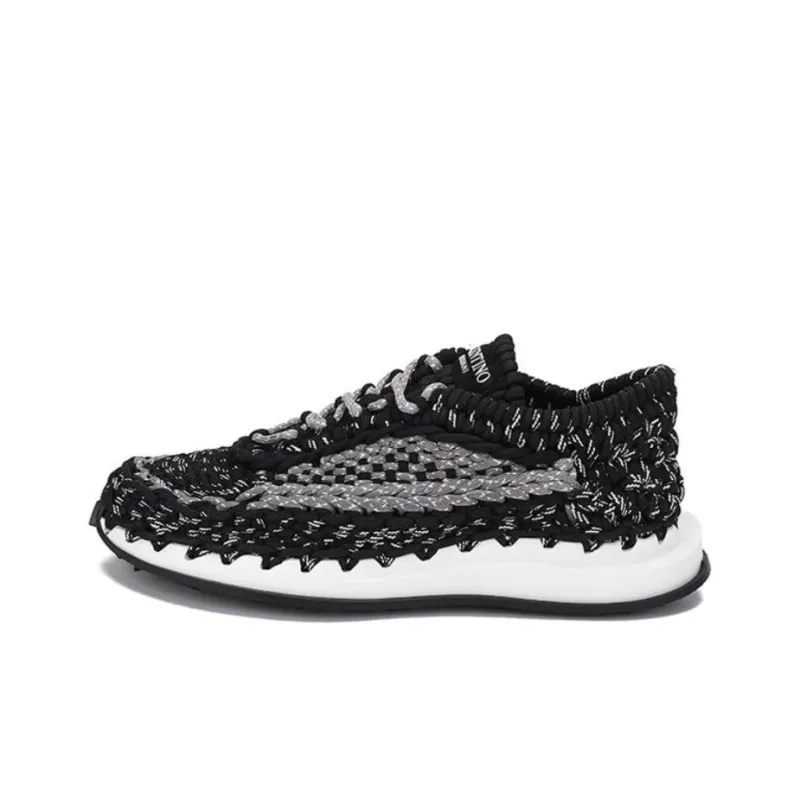 Valentino Crochet Wear resistant And Lightweight Low Top Casual Shoes Men's Black-0