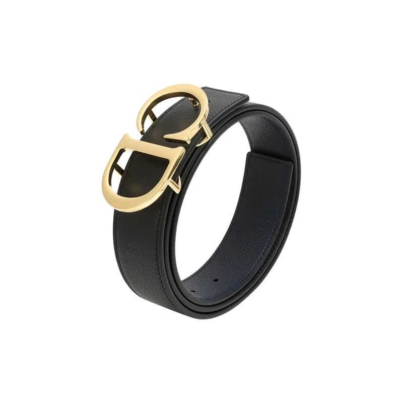 DIOR Cow Leather Leather Belts Men's Black Width  3.5cm-3