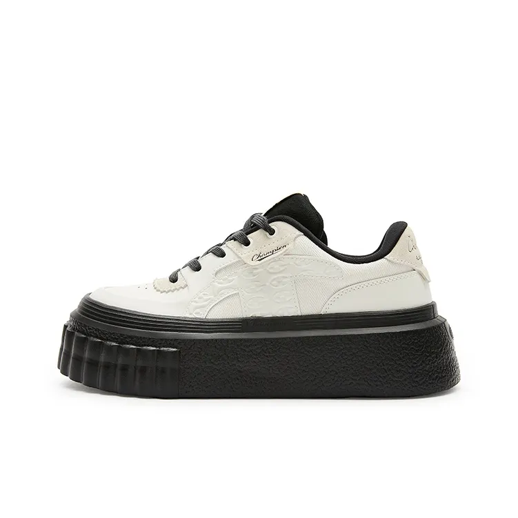 Champion Pompadour Shoes Champ Creeper 1 Low Top Skateboard Shoes Women's Black White-0