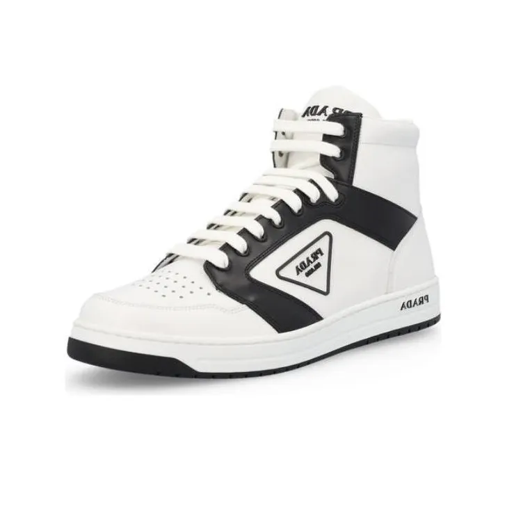 PRADA District High Top Skateboard Shoes Men's Black White-2