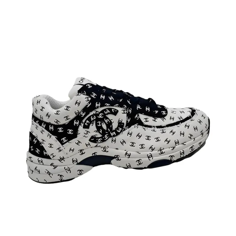 CHANEL Suede Trainer Printed Cc White Women's-2