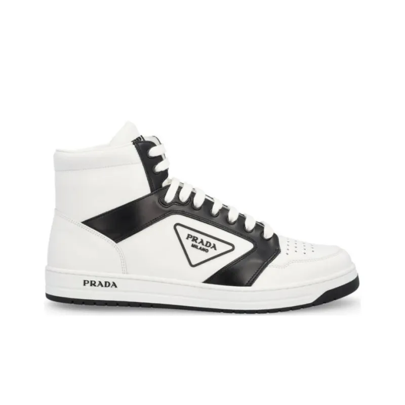 PRADA District High Top Skateboard Shoes Men's Black White-1