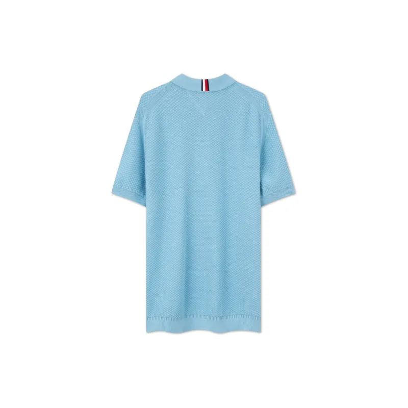 Tommy Hilfiger Logo embroidered Honeycomb Knit Polo Shirt-3