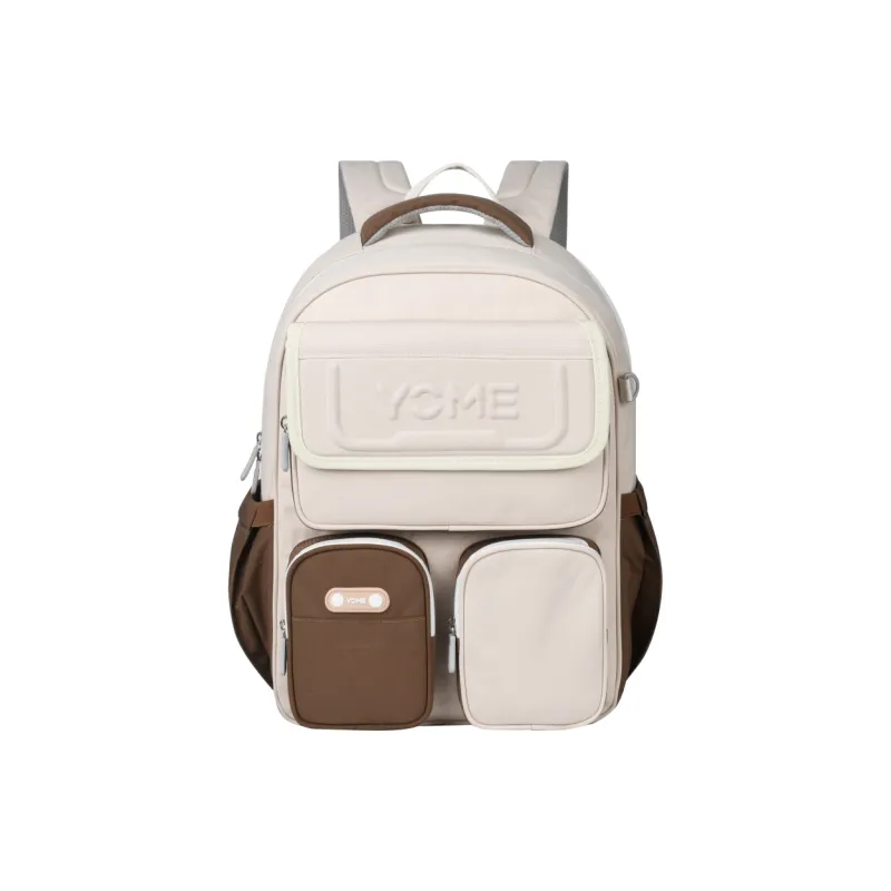 YOME Polyester Backpack Large Size Unisex _Nsec Obsidian Black/Khaki-5