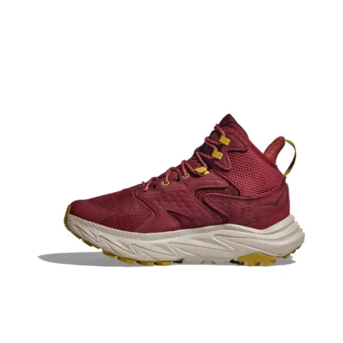 HOKA ONE ONE Anacapa Cushioning Anti Slip And Wear Resistant Mid Top Running Shoes Men's Deep Red