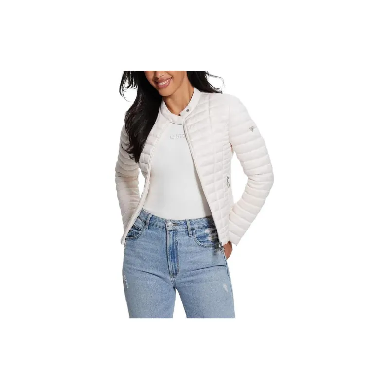GUESS Vona Quilted Logo Jacket Jackets Coats Women's White-2