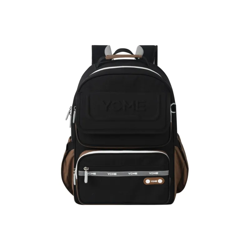 YOME Polyester Backpack Medium Size Unisex Khaki/Obsidian Black-6