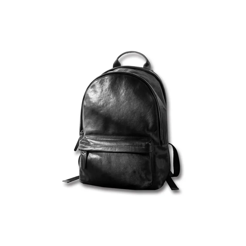 Back Step Top Grain Vegetable Tanned Cow Leather Double Shoulder Computer Travel Large Size Unisex Black-1