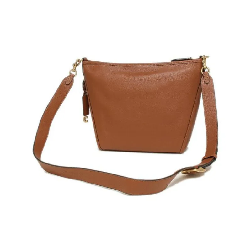 COACH Dufflette Polished Pebbled Leather Shoulder Bag Crossbody Bag Small Size Women's Brown-3